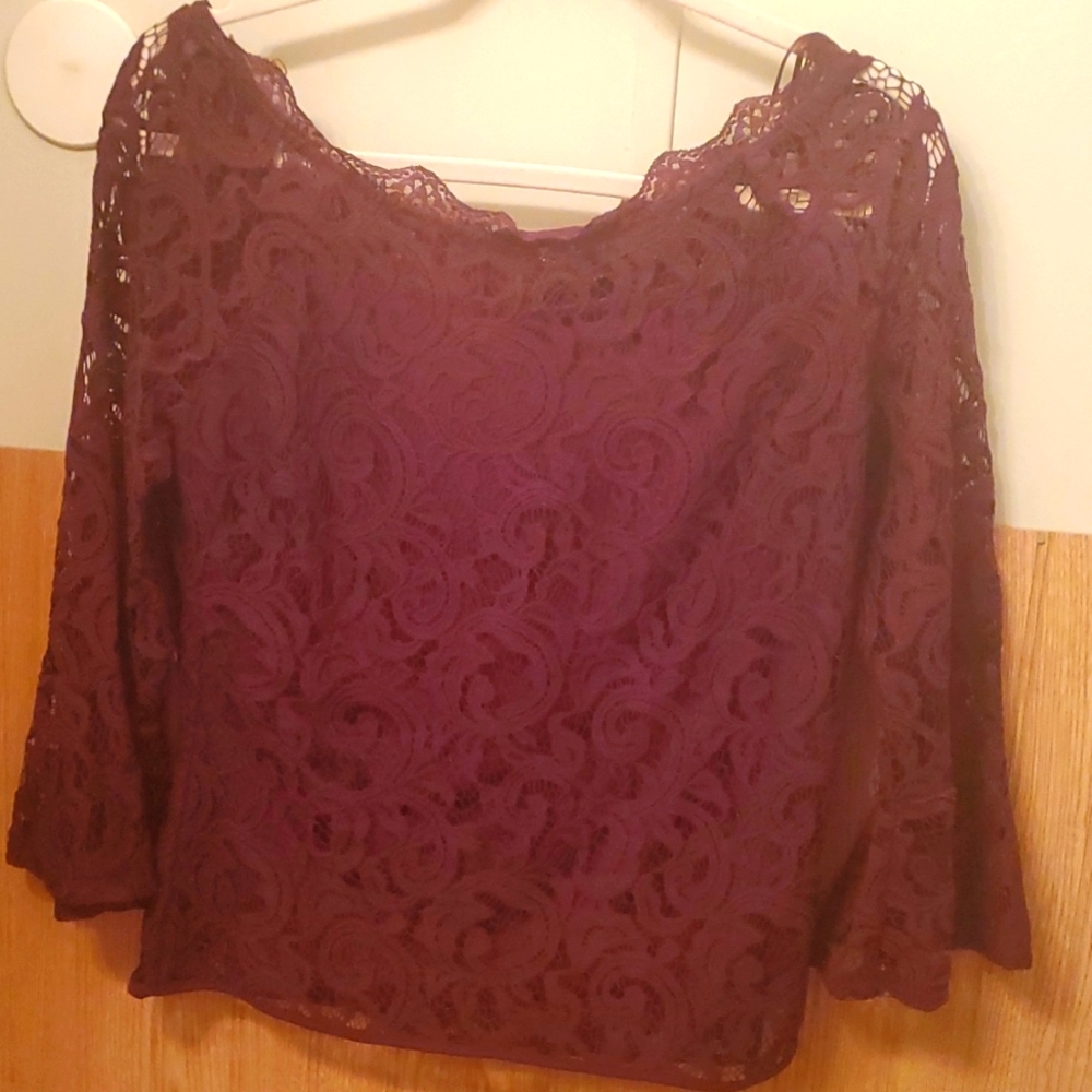 Women's Adrianna Papell Maroon lace top